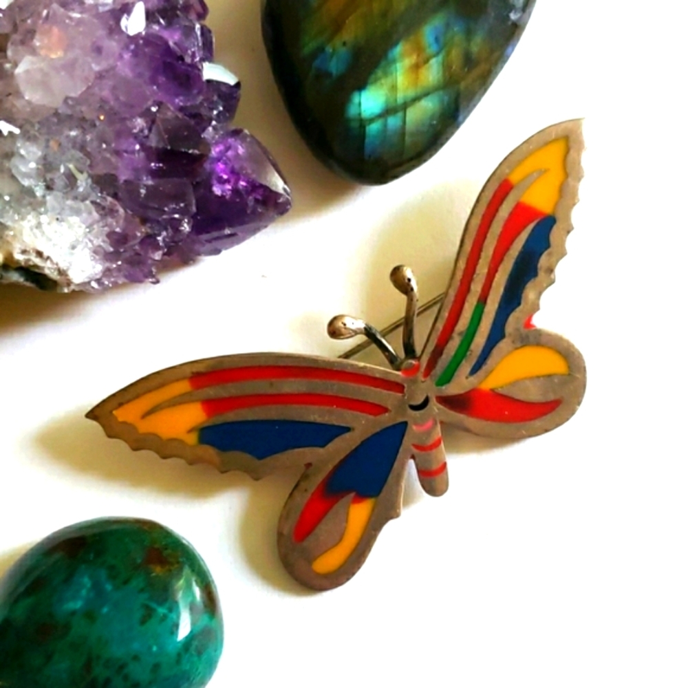 Vintage sterling silver butterfly brooch 925